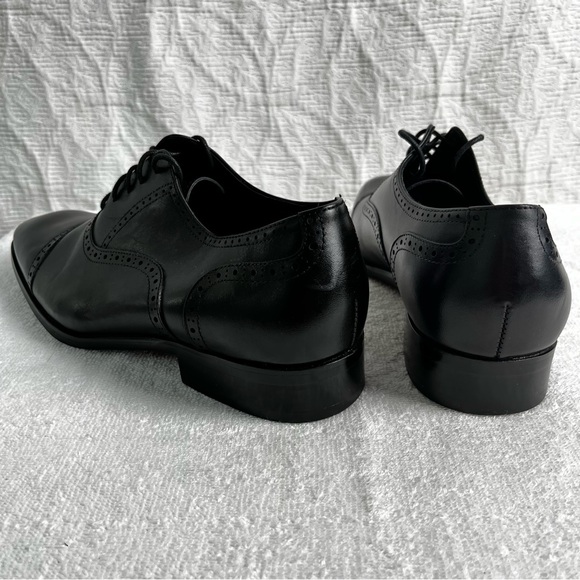 Alipasinm Classic Oxford Mens 10 Black Genuine Leather Lace Up Dress Shoes - Picture 5 of 16